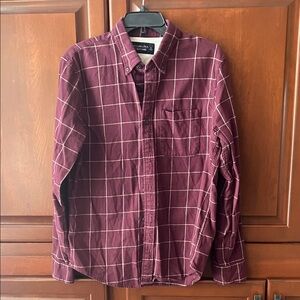 Abercrombie & Fitch Maroon Plaid Button Down Shirt